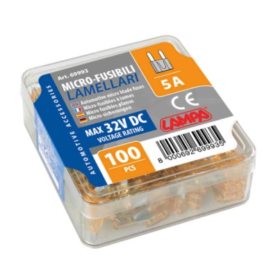 69993-S-01.JPG Set 100 Micro Fusibili Lamellari 12/32v 5a Fusibili Fusibili