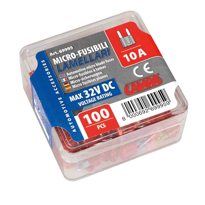 69995-S-01.JPG Set 100 Micro Fusibili Lamellari 12/32v 10a Fusibili Fusibili