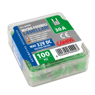 69999-S-01.JPG Set 100 Micro Fusibili Lamellari 12/32v 30a Fusibili Fusibili