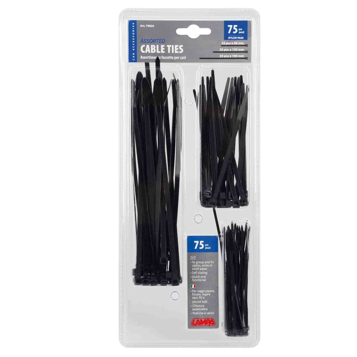 70024-C-01.JPG Fascette In Nylon Per Cavi Set 75 Pz Materiale Di Fissaggio Materiale Di Fissaggio