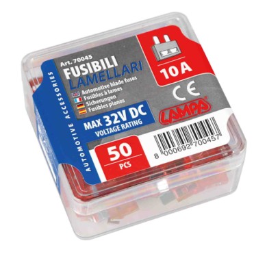 70045-S-01.JPG Confezione 50 Fusibili Lamellari 12/32v 10a Fusibili Fusibili
