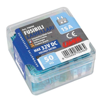 70046-S-01.JPG Confezione 50 Fusibili Lamellari 12/32v 15a Fusibili Fusibili