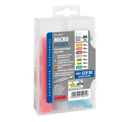 70071-C-01.JPG Set 80 Micro Fusibili Lamellari Assortiti 12/32v Fusibili Fusibili