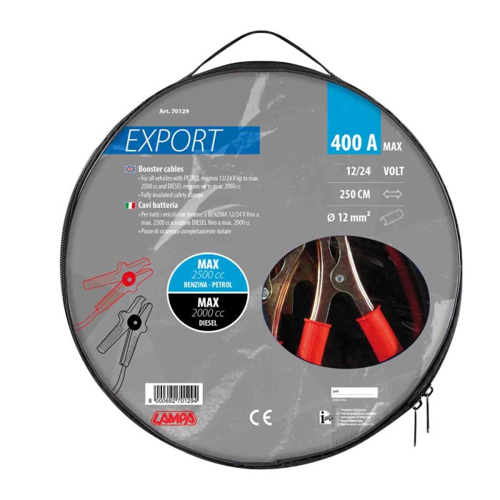 70129-S-01.JPG Cavi Batteria Export 12/24v 250 Cm 400 A 12 Mm² Cavi Batteria Accessori Per Batteria