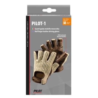 71415-S-01.JPG Pilot 1 Guanti Guida Mezze Dita M Marrone Guanti Guida Accessori Volante