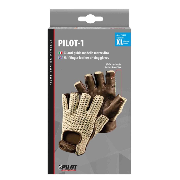 71417-S-01.JPG Pilot 1 Guanti Guida Mezze Dita Xl Marrone Guanti Guida Accessori Volante