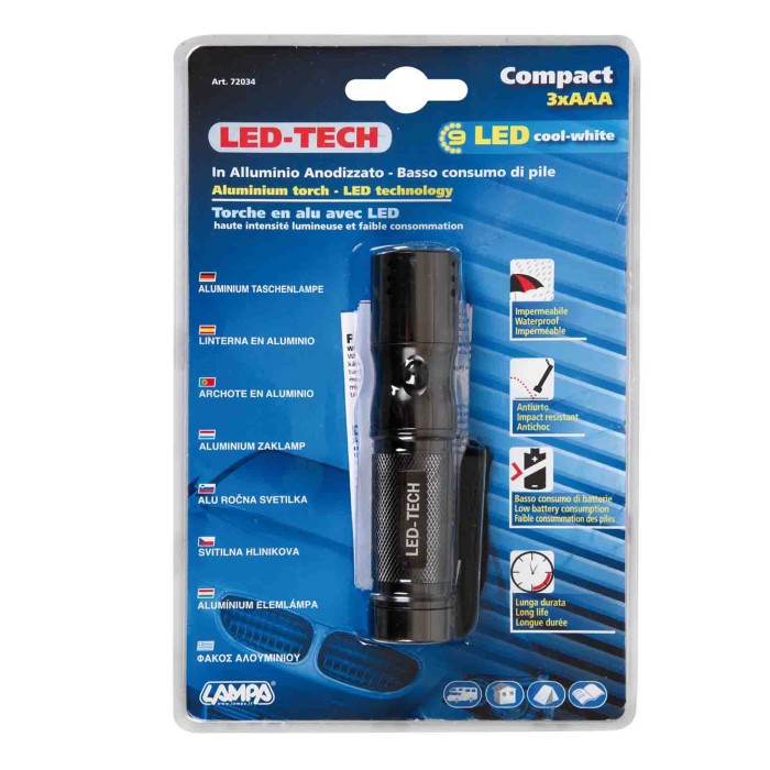 72034-C-01.JPG Led Tech Torcia In Alluminio 9 Led Torce Torce E Lampade Portatili
