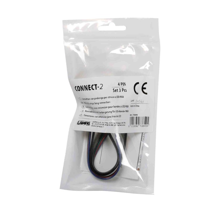 73649-C-01.JPG Connect 2 Connettori Con Prolunga Per Strisce A Led Rgb Set 3 Pz Striscie Led Sistema Componibile Luci Speciali