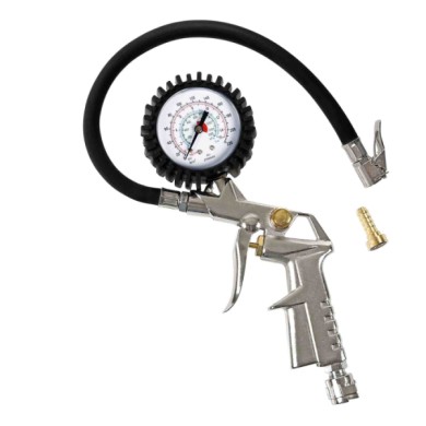 74001-S-01.JPG Pistola Gonfiaggio Pneumatici Con Manometro 270° Max 15 Bar/220 Psi Prova Pressione Pneumatici Pressione Pneumati