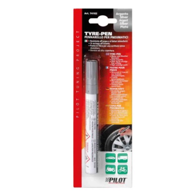 74102-S-01.JPG Pennarello Per Pneumatici Argento Decorazione Ruote Protezione/estetica