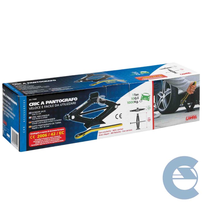 LAMPA-71502-CRICK-A-PANTOGRAFO-(4).jpg Cric A Pantografo Con Cricchetto 1.000 Kg Sollevamento Sollevamento