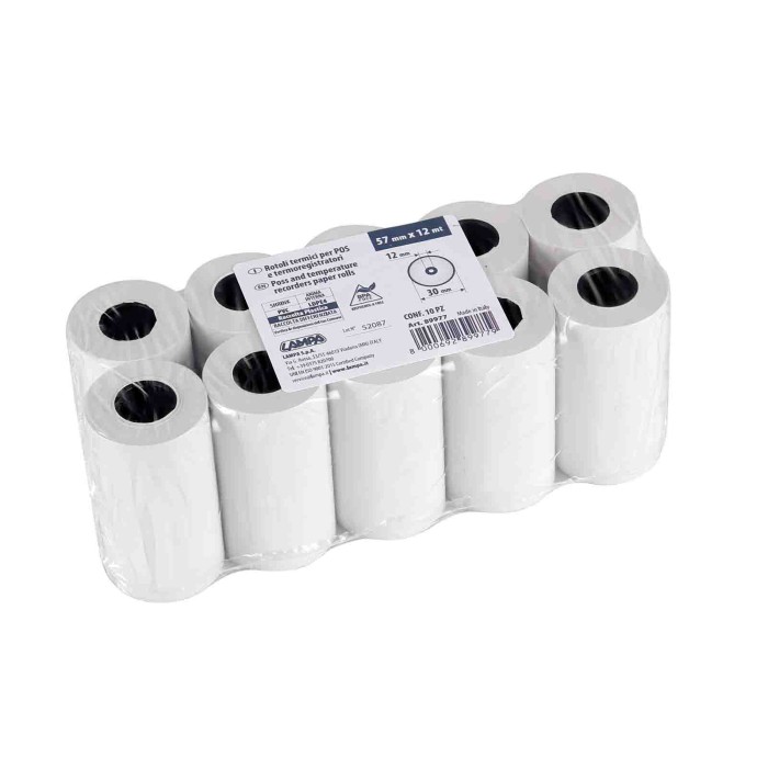 89977-A-01.JPG Rotoli Carta Termica Per Termoregistratori Frigoriferi 10 Pz 55 G/m² 57 Mm X 12 M Portadocumenti Portaoggetti