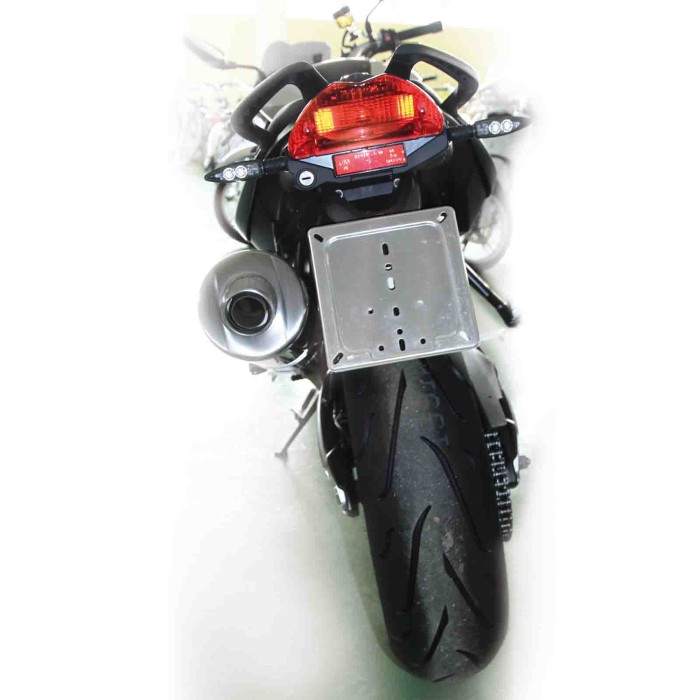 90147-S-01.JPG Porta Targa In Acciaio Inox Cromo Portatarga Per Moto Portatarga