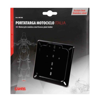 90148-S-01.JPG Porta Targa In Acciaio Inox Nero Portatarga Per Moto Portatarga