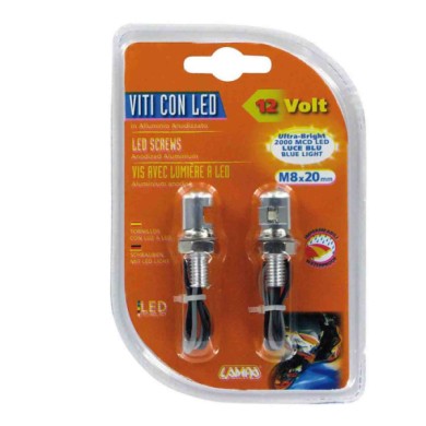 90175-S-01.JPG Set 2 Viti Con Led A Luce Blu Alluminio Luci Decorative