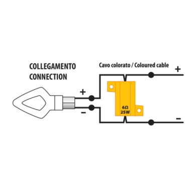 90469-D-01.JPG Resistenze Pre Cablate Con Connettori Rapidi 2 Pz 12v 6 Ohm 25 W Adattatori Indicatori Direzione