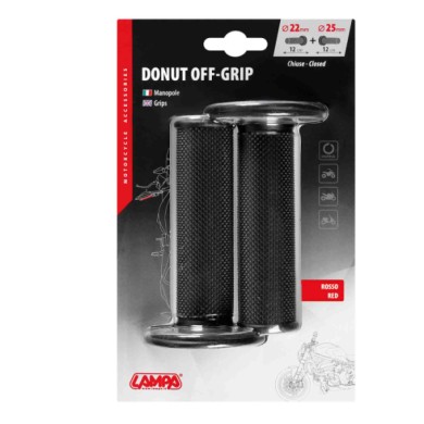 90571-C-01.JPG Donut Off Road Grips Manopole Universali Nero Rosso Manopole