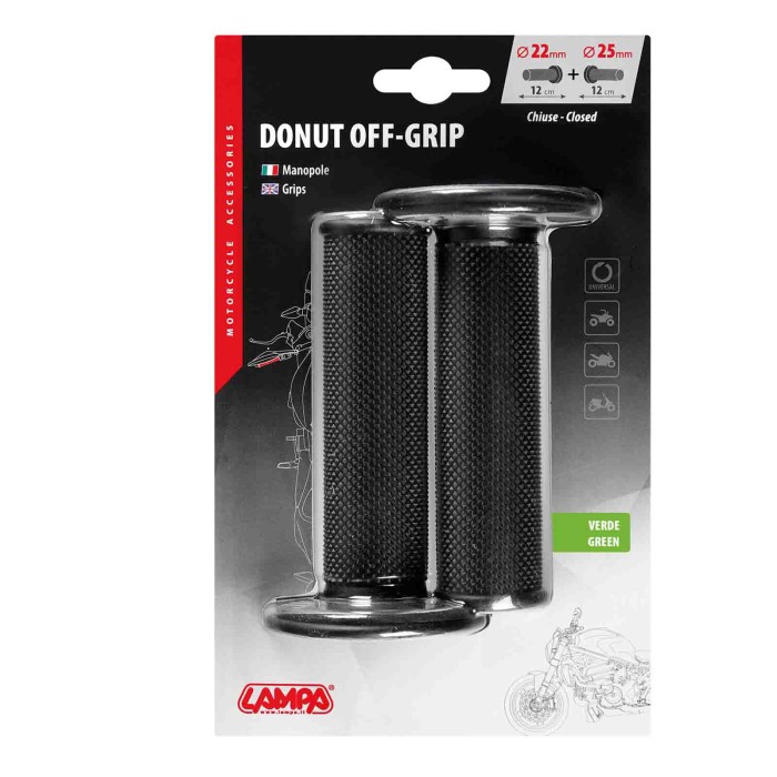 90572-C-01.JPG Donut Off Road Grips Manopole Universali Nero Verde Manopole