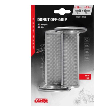 90575-C-01.JPG Donut Off Road Grips Manopole Universali Grigio Rosso Manopole