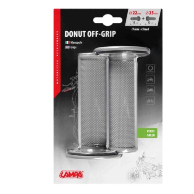90576-C-01.JPG Donut Off Road Grips Manopole Universali Grigio Verde Manopole
