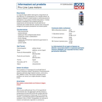 2425_SCHEDA TECNICA.jpg Liqui Moly 2425 Balsamo Lava Motore Pro-line Kit 2 Litri