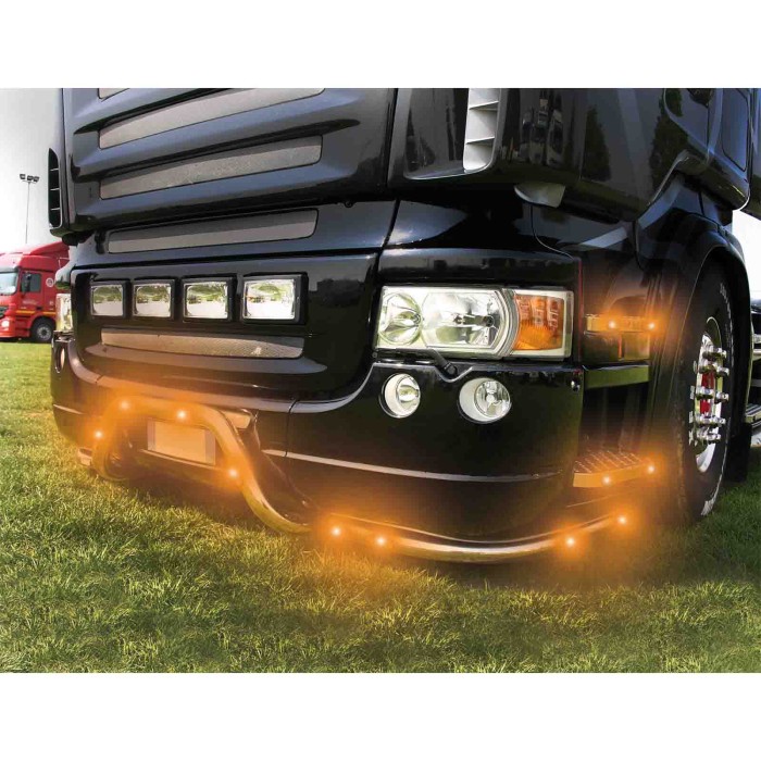97006-A-02.JPG Luce Ingombro A 3 Led Montaggio Ad Incasso 9/32v Arancio Montaggio In Superficie Luci Perimetrali