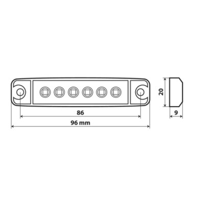 97024-D-01.JPG Set 20 Pz Luce Ingombro A 6 Led Montaggio In Superficie 12/24v Rosso Montaggio In Superficie Luci Perimetrali