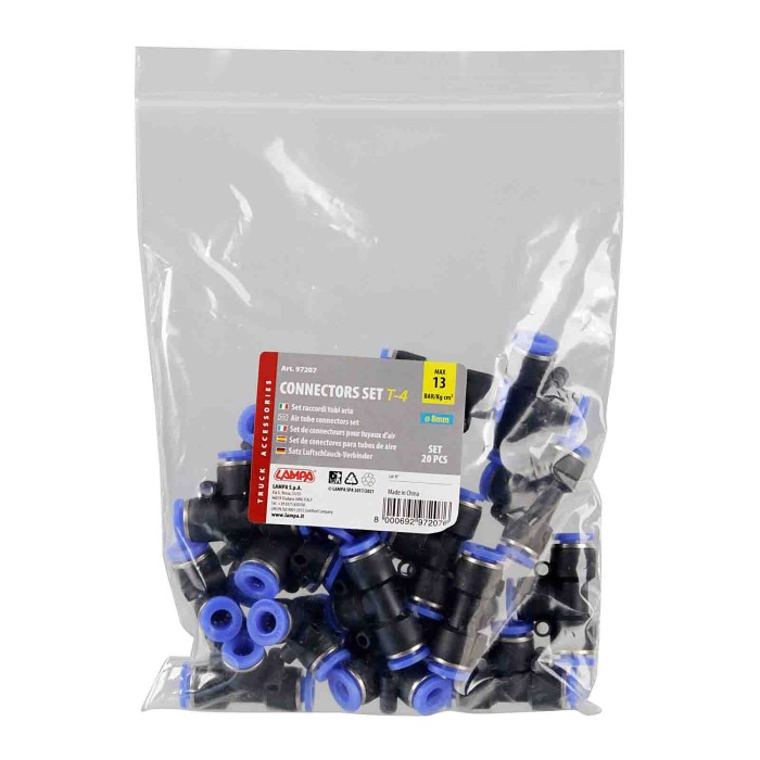 97207-C-01.JPG T 4 Raccordo Tubi Aria Set 20 Pz Ø 8 Mm Raccordi E Connettori
