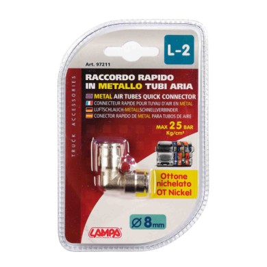 97211-S-01.JPG L 2 Raccordo A 90° In Metallo Per Tubi Aria Ø 8 Mm Raccordi E Connettori