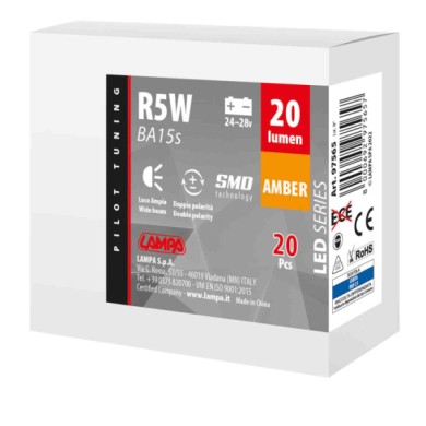 97565-C-01.JPG 24/28v Led Series 6 Smd X 1 Chip (r5w) Ba15s 20 Pz Scatola Arancio Doppia Polarità Lampadine A Led R5w R10w Lampa