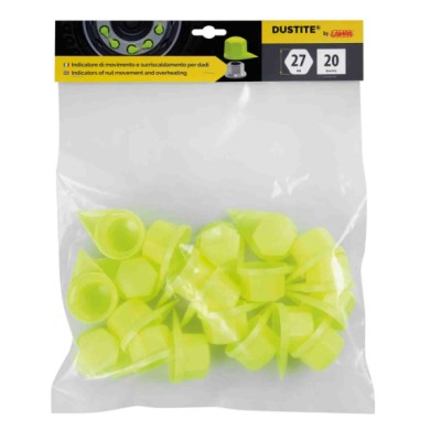 97637-S-01.JPG Dustite® Indicatori Di Serraggio Per Dado Ruota Con Cappuccio Antipolvere Set 20 Pz 27 Mm Giallo Fluo Sicurezza