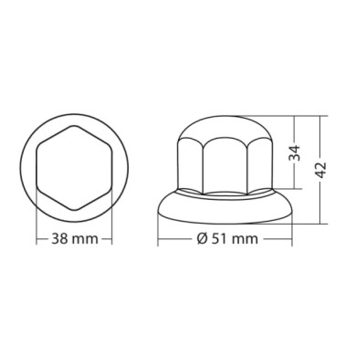 97659-S-01.JPG Set 10 Copribulloni Cromati In Abs Ø 33 Mm Abs Copribulloni Camion