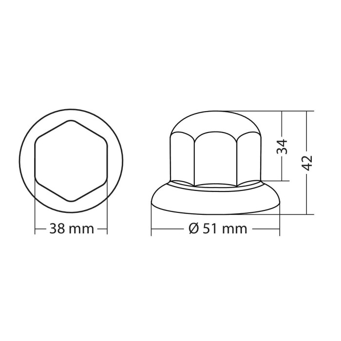 97659-S-01.JPG Set 10 Copribulloni Cromati In Abs Ø 33 Mm Abs Copribulloni Camion
