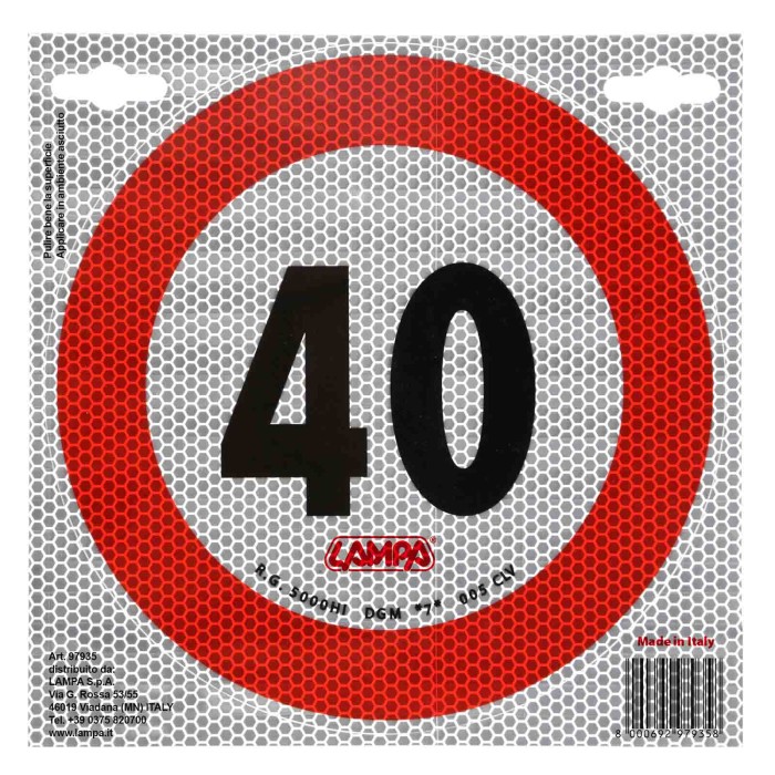 97935-S-01.JPG Contrassegno Limite Velocità 40 Km/h Contrassegni Targhe E Contrassegni