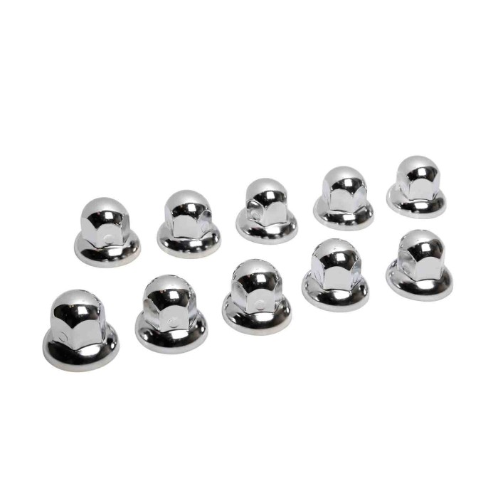 97985-S-01.JPG Dome Set 10 Copribulloni Testa Tonda In Acciaio Inox Ø 33 Mm Cromo Dome Chrome Copribulloni Camion