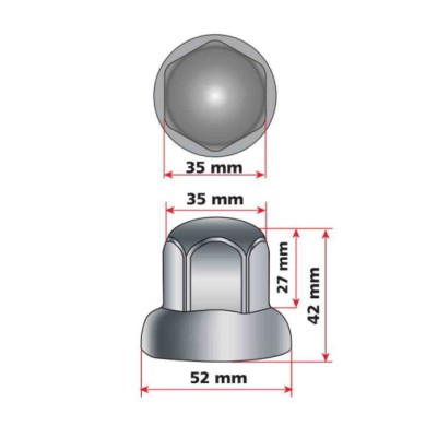 97986-D-01.JPG Dome Set 40 Copribulloni Testa Tonda In Acciaio Inox Ø 32 Mm Cromo Dome Chrome Copribulloni Camion
