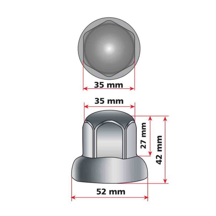 97986-D-01.JPG Dome Set 40 Copribulloni Testa Tonda In Acciaio Inox Ø 32 Mm Cromo Dome Chrome Copribulloni Camion