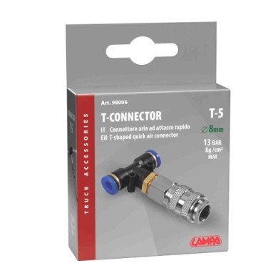 98006-C-01.JPG T 5 Connettore Aria Ad Attacco Rapido Ø 8 Mm Raccordi E Connettori