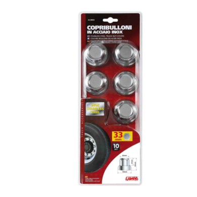 98052-C-01.JPG American Set 10 Copribulloni Testa Piatta In Acciaio Inox Ø 33 Mm American Copribulloni Camion