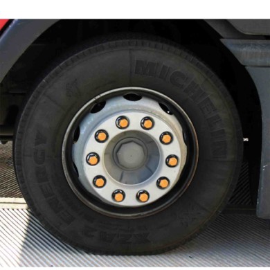 98055-S-01.JPG Set 10 Adesivi Catarifrangenti Ø 27 Mm Bianco Copribulloni Camion