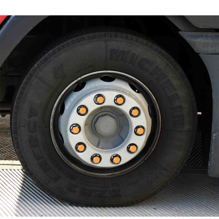 98055-S-01.JPG Set 10 Adesivi Catarifrangenti Ø 27 Mm Bianco Copribulloni Camion
