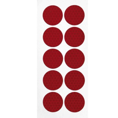 98056-A-01.JPG Set 10 Adesivi Catarifrangenti Ø 27 Mm Rosso Copribulloni Camion