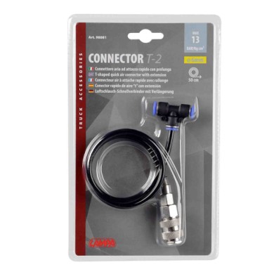 98081-S-01.JPG T 2 Connettore Aria Ad Attacco Rapido Ø 6 Mm Con Prolunga 50 Cm Raccordi E Connettori