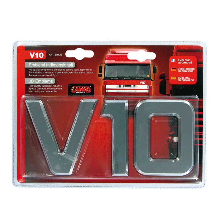 98122-S-02.JPG Emblemi Motore 3d Cromati 92x210 Mm V10 Emblemi 3d Per Camion