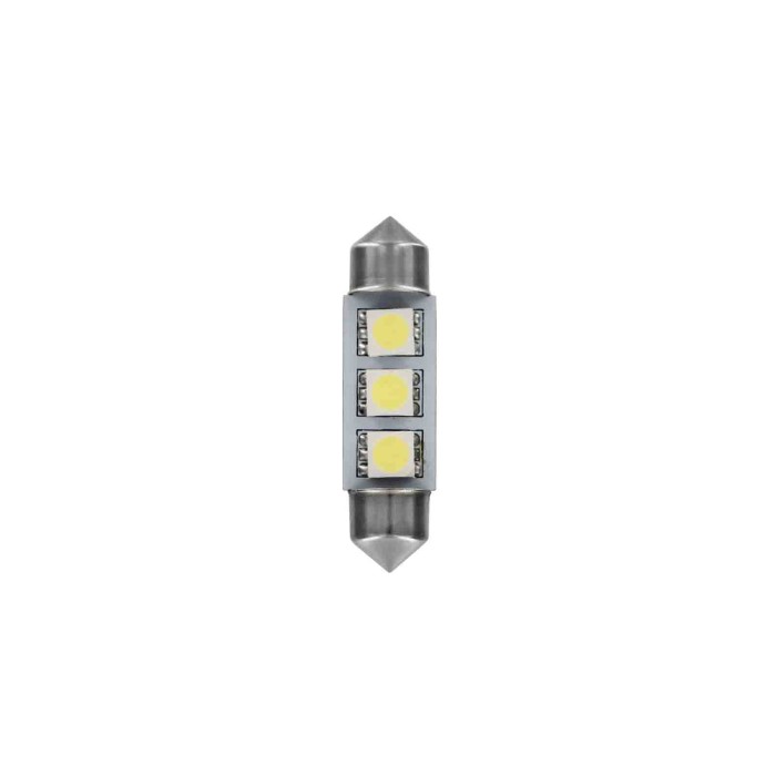 L087.JPG 24/28v Led Series 3 Smd X 3 Chips 10x39 Mm Sv8 5 8 20 Pz Scatola Bianco Doppia Polarità Lampadine A Led Siluro Lampa Le