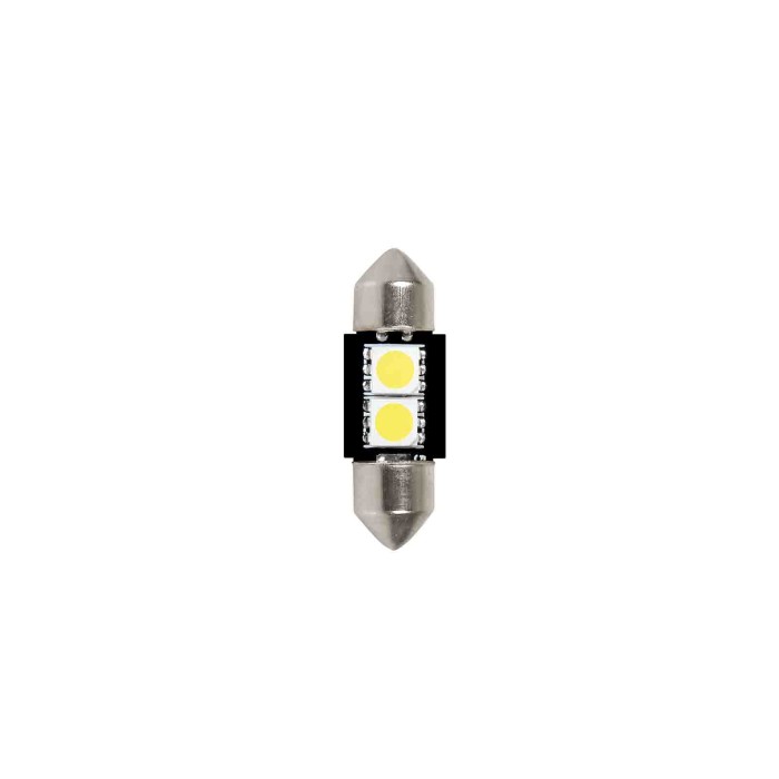 L085.JPG 24/28v Led Series 2 Smd X 3 Chips 10x31 Mm Sv8 5 8 2 Pz D/blister Bianco Doppia Polarità Lampadine A Led Siluro Lampa L