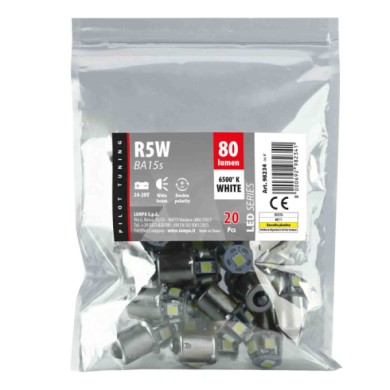 BA15S.JPG 24/28v Led Series 6 Smd X 3 Chips (r5w R10w) Ba15s 20 Pz Busta Bianco Doppia Polarità Lampadine A Led R5w R10w Lampa L