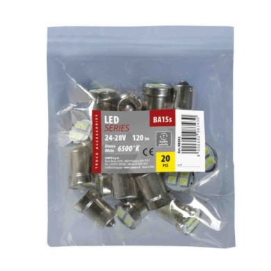98343-S-01.JPG 24/28v Led Series 12 Smd X 1 Chip (r5w R10w) Ba15s 20 Pz Busta Bianco Doppia Polarità Lampadine A Led R5w R10w La
