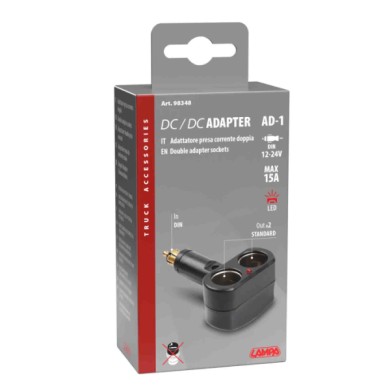 98348-S-01.JPG Ad 1 Adattatore Presa Corrente Doppia 12/24v Prese Spinotti E Prese Corrente