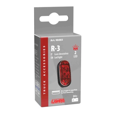 98483-C-01.JPG Luce Ingombro A 2 Led 24v Rosso Montaggio In Superficie Luci Perimetrali